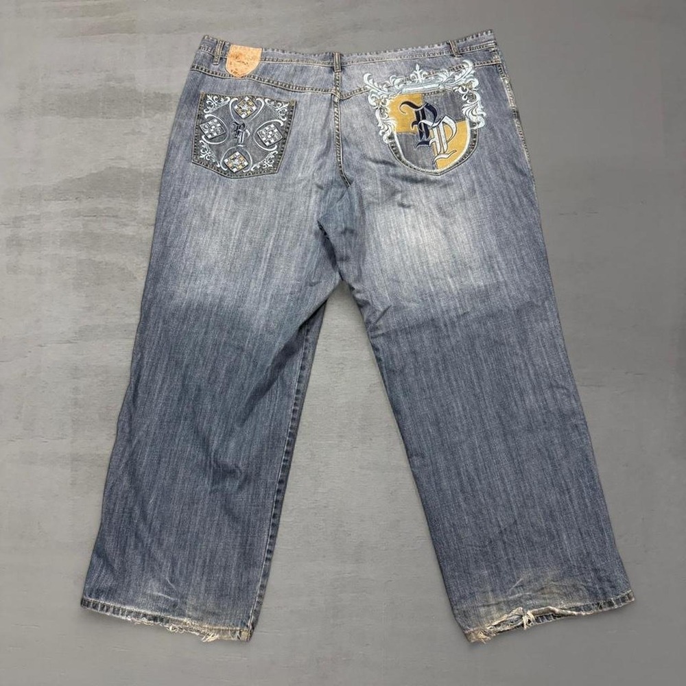 Y2K Jesse Pinkman Pelle Pelle Crazy Jeans Blue Baggy Crest Streetwear Size 50
